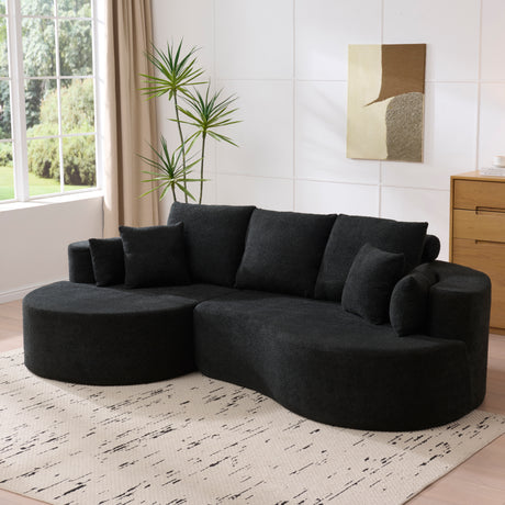 106 in. 2 - Piece Fabric Cloud Curved Sectional Boucle Sofa,CHAISE LOUNGE, BLACK - sold by Home Elegance USA