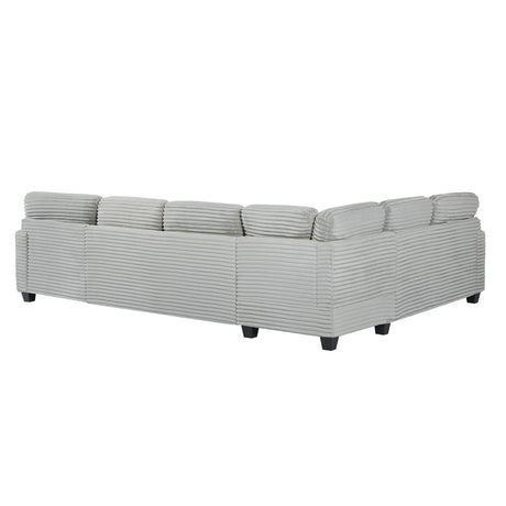 Modern U-shaped Sectional Sofa with Movable Ottoman and Side Storage Pockets, Grey Corduroy, 125.2' - sold by Home Elegance USA