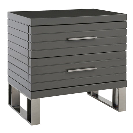 Modrest Splendor - Grey High Gloss Slatted Nightstand