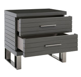 Modrest Splendor - Grey High Gloss Slatted Nightstand