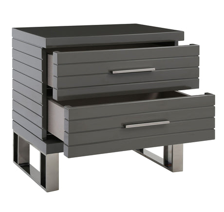 Modrest Splendor - Grey High Gloss Slatted Nightstand