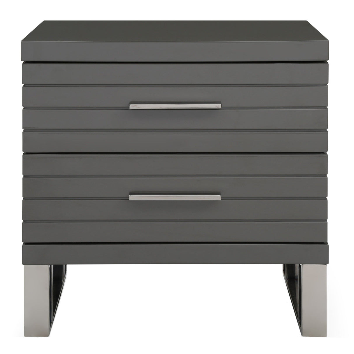Modrest Splendor - Grey High Gloss Slatted Nightstand