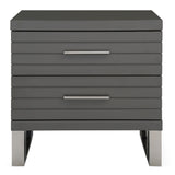 Modrest Splendor - Grey High Gloss Slatted Nightstand