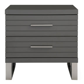 Modrest Splendor - Grey High Gloss Slatted Nightstand