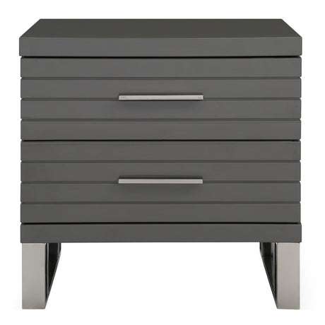 Modrest Splendor - Grey High Gloss Slatted Nightstand
