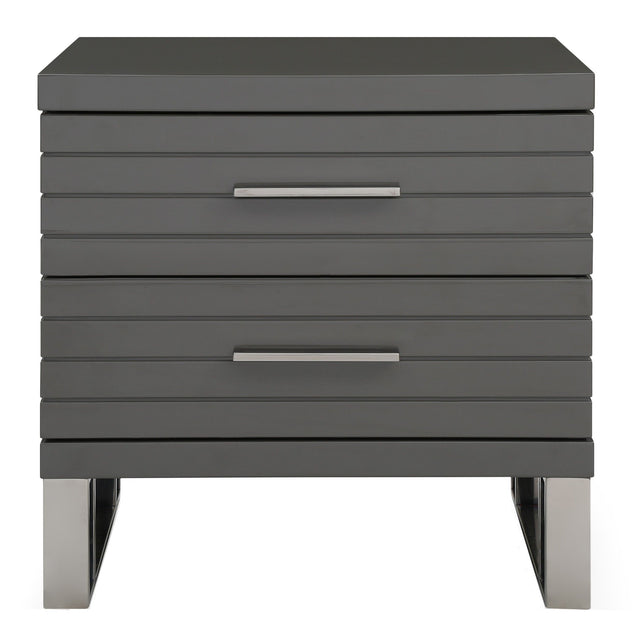 Modrest Splendor - Grey High Gloss Slatted Nightstand