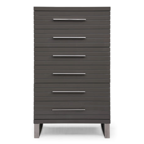 Modrest Splendor - Grey High Gloss Slatted Chest