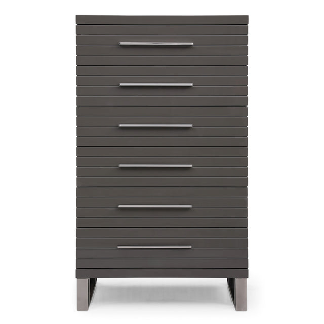 Modrest Splendor - Grey High Gloss Slatted Chest