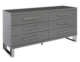 Modrest Splendor - Grey High Gloss Slatted Dresser