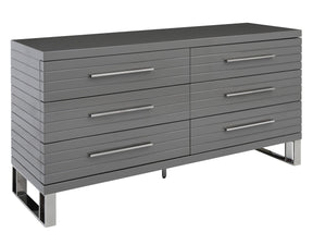 Modrest Splendor - Grey High Gloss Slatted Dresser
