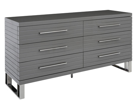 Modrest Splendor - Grey High Gloss Slatted Dresser