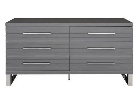 Modrest Splendor - Grey High Gloss Slatted Dresser