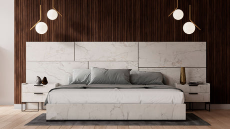 Nova Domus Marbella Italian Modern White Marble Bed Set Vgacmarbella-Set-Wht