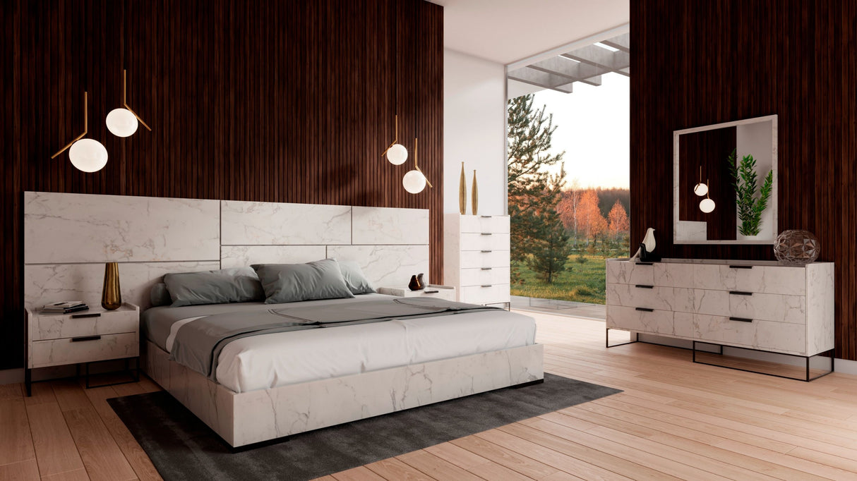 Nova Domus Marbella Italian Modern White Marble Bed Set Vgacmarbella-Set-Wht