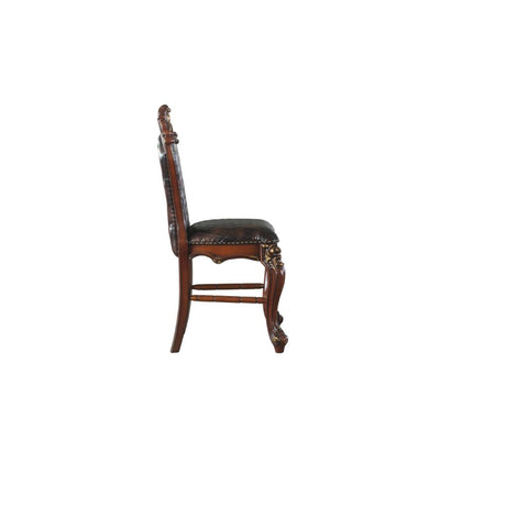 Acme - Picardy Counter Height Chair (Set-2) 78222 Chocolate Synthetic Leather & Honey Oak Finish