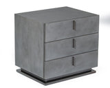 Queen Buckley - Modern Grey & Black Stainless Steel Bed w/ Nightstands