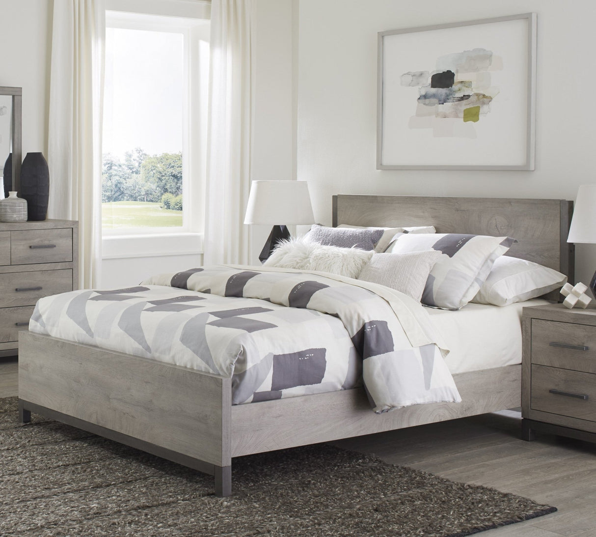 Attractive Light Gray Finish 1pc Queen Size Bed Premium Melamine Board Wooden Stylish Bedroom Furniture - B011S00251 - Home Elegance USA - 3