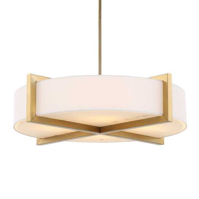 Cresson 4 Light Drum Pendant White / Gold - Gold / White by Uttermost - View 1