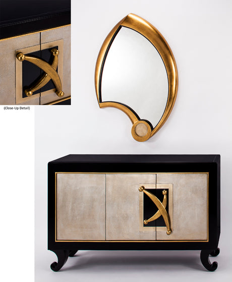 Black & Brassy Gold Accent Credenza Cabinet 7841-S with optional Wall Mirror by Artmax Home Elegance USA