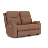 Penn Transitional Fabric Power Reclining Loveseat With Power Headrests & Lumbar | Flexsteel
