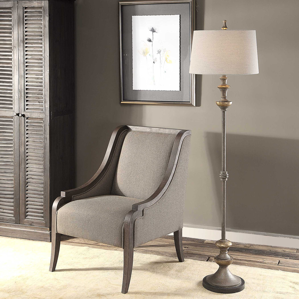 Vetralla Floor Lamp Silver Bronze - Bronze / Beige by Uttermost - View 2