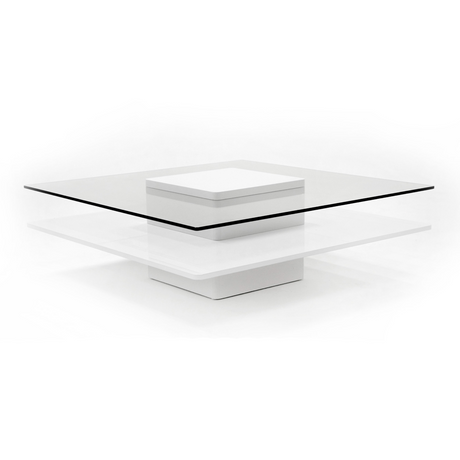 Modrest Clarion - Modern White & Clear Glass Coffee Table