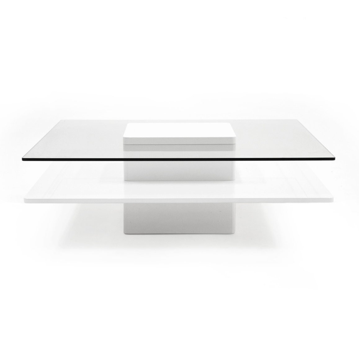 Modrest Clarion - Modern White & Clear Glass Coffee Table