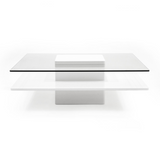 Modrest Clarion - Modern White & Clear Glass Coffee Table