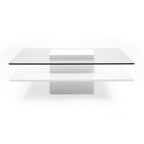 Modrest Clarion - Modern White & Clear Glass Coffee Table