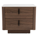 Modrest Chelton - Contemporary White Ceramic & Walnut Nightstand