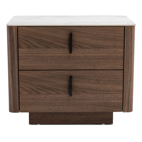 Modrest Chelton - Contemporary White Ceramic & Walnut Nightstand