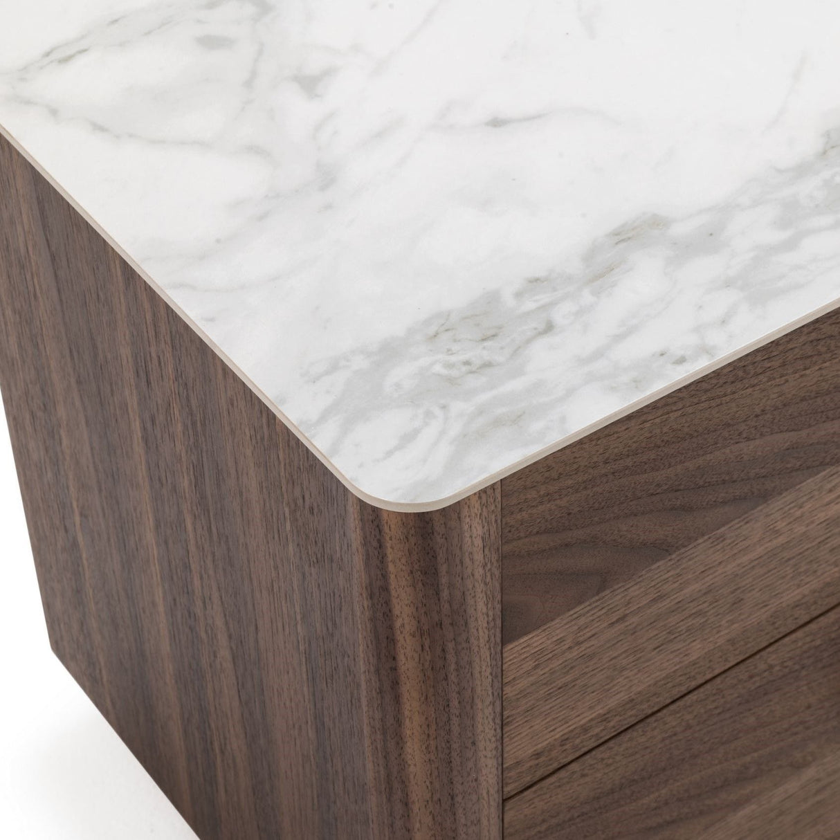 Modrest Chelton - Contemporary White Ceramic & Walnut Nightstand