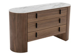 Modrest Chelton - Contemporary White Ceramic & Walnut Dresser | VIG