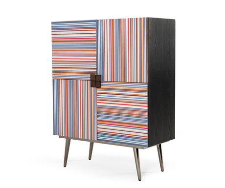 Modrest Macoy - Modern Multicolor and Black Ash Wine Cabinet