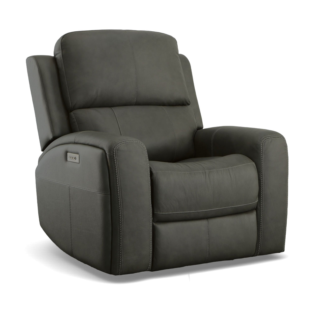 Linden Power Recliner With Power Headrest & Lumbar - Charcoal | Flexsteel