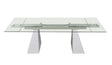 Modrest Latrobe Extendable Quartz Stone & Glass Dining Table in White | VIG