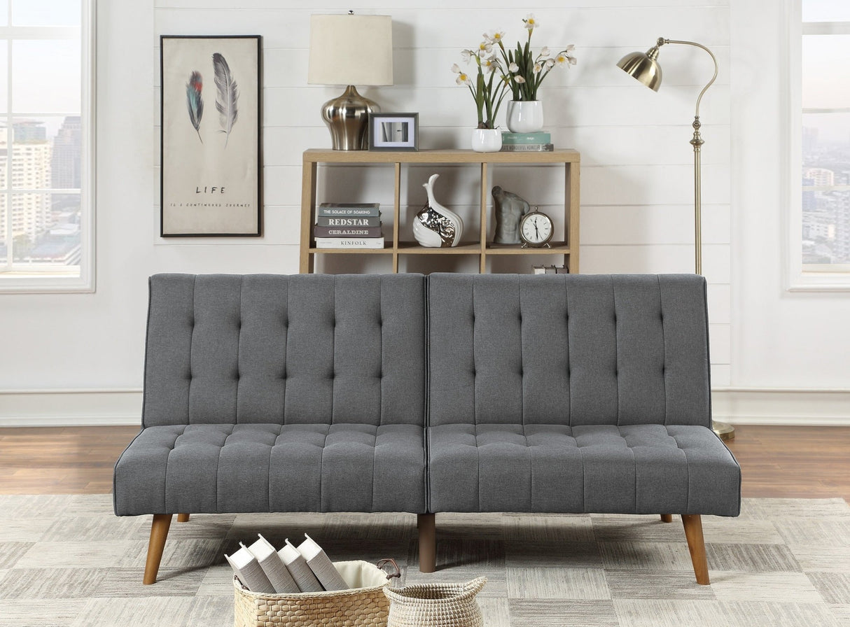 Blue Grey Modern Convertible Sofa 1pc Set Couch Polyfiber Plush Tufted Cushion Sofa Living Room Furniture Wooden Legs - HS00F8501 - ID - AHD - Home Elegance USA - 1