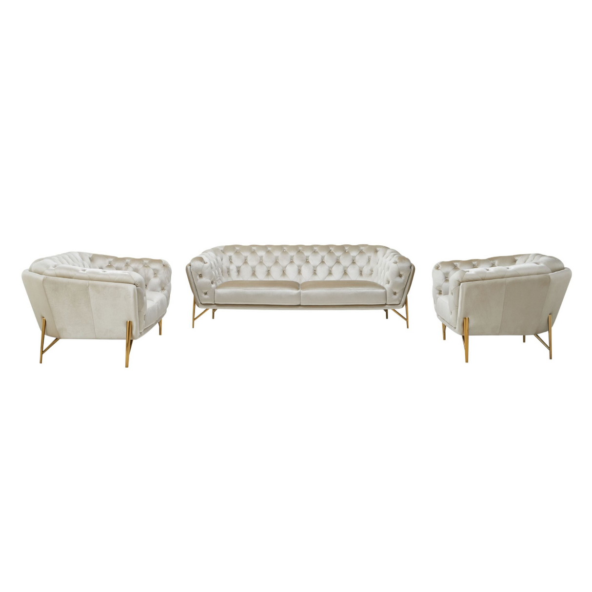 Stella - Transitional Beige Velvet Sofa Set - View Image 1