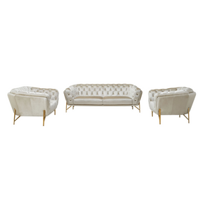 Stella - Transitional Beige Velvet Sofa Set - View Image 1
