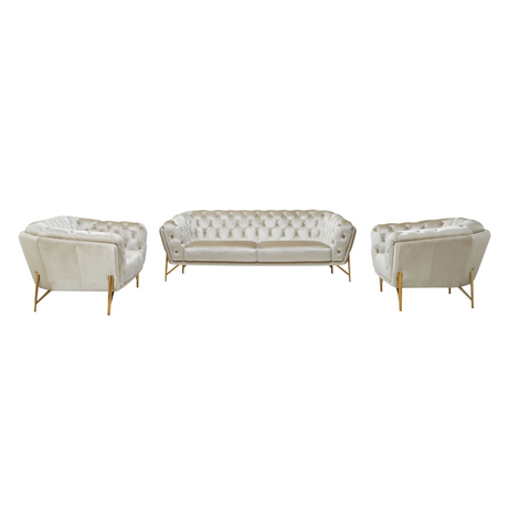 Stella - Transitional Beige Velvet Sofa Set - View Image 1