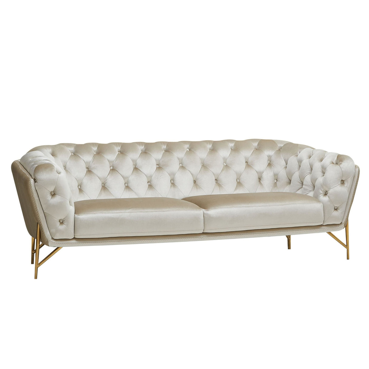 Stella - Transitional Beige Velvet Sofa Set - View Image 1
