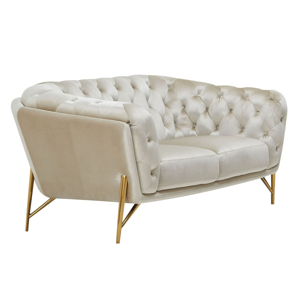 Stella - Transitional Beige Velvet Loveseat - View Image 1