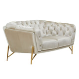 Stella - Transitional Beige Velvet Loveseat - View Image 1