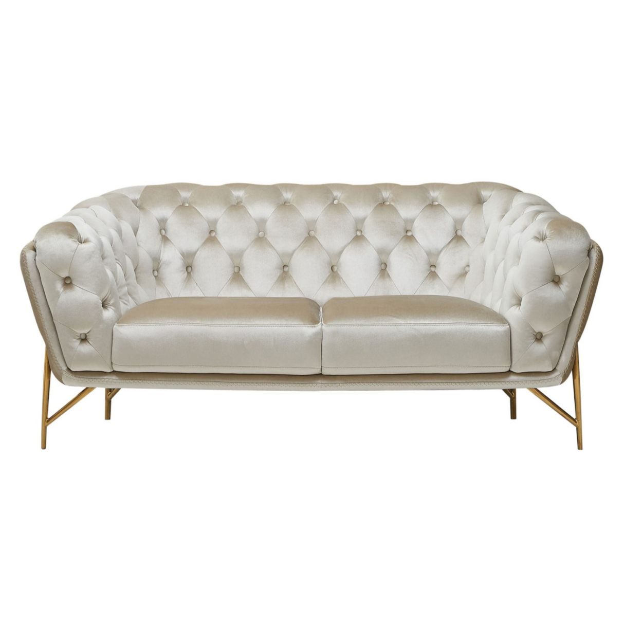 Stella - Transitional Beige Velvet Loveseat - View Image 1