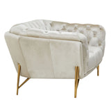 Stella - Transitional Beige Velvet Loveseat - View Image 1