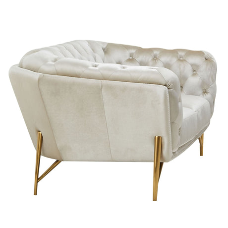 Stella - Transitional Beige Velvet Loveseat - View Image 1