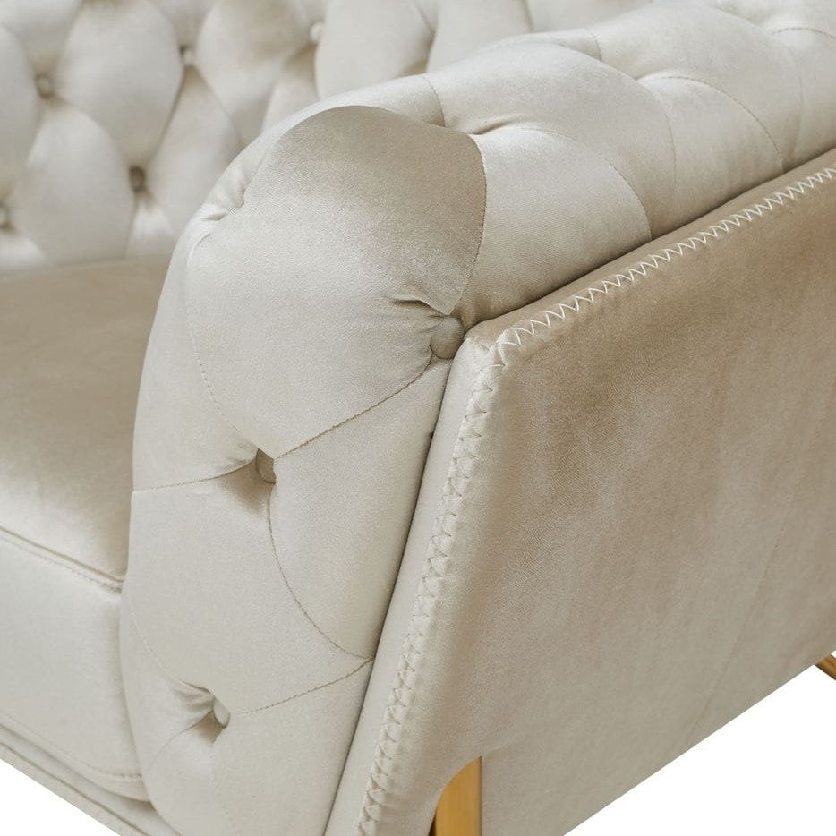 Stella - Transitional Beige Velvet Loveseat - View Image 1