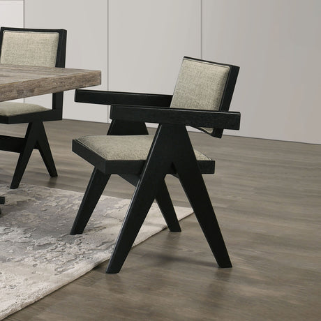 Contemporary 7pc Black Dining Set Rubber wood Dining Table w 2x Arm Chairs And 4x Side Chairs - sold by Home Elegance USA
