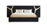 Aspen - Eastern King Glam Black Velvet & Gold Bed - View Image 1