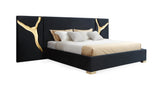 Aspen - Eastern King Glam Black Velvet & Gold Bed - View Image 1